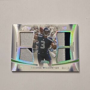 Topps Prime Quad Relic Trading Card - Silver and Black of Russell Wilson 6/10